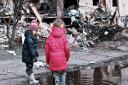 Handout photo issued by Maia Mikhaluk of damage to property in Kyiv, Ukraine, caused by an explosion during Russia's invasion of Ukraine.