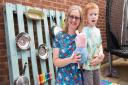 Mum Christine Kirby has made a music station out of a palette for her son Arthur, who has additional needs