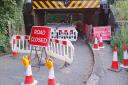 The road underneath the railway bridge in Needham Market has been blocked