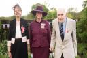 L-R: Julie Farrow MBE, Lady Clare, Countess of Euston and Frank Bright MBE after their investitures