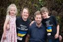 Archie Morley has completed his 500K step challenge that he has been doing for charity. L-R Gracie, Katie, Nathan and Archie Morley.