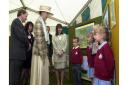 Princess Alexandra talking to children from Combs Ford Primary School at the Suffolk Show in 2002
