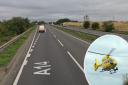 Traffic has been stopped on the A14 near Stowmarket