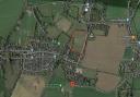 Land between the rail line and Broad Road in Bacton where 65 homes are set to be built