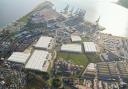 A CGI showing how the new Port of Felixstowe Logistics Park could look in the heart of the port complex