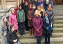 Women in Ipswich gathered to celebrate International Women's Day and learn about the history of the Cornhill and Greyfriars. Picture: SUZANNE DAY