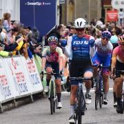 The opening stage of the Women's Tour.
The cyclists arrive at the finish line in Bury St Edmunds. Stage one winner Clara Copponi 
Byline: Sonya Duncan