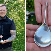 Aaron Pizzey, 26 from Stowmarket, unearthed the 15th century spoon while he was metal detecting