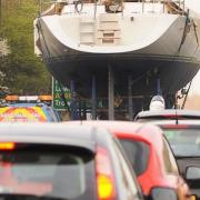 A yacht weighing 50,000kg is being escorted along the A14 to Ipswich Waterfront (file photo)