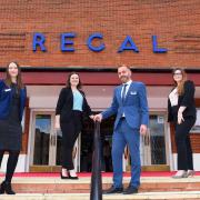 David Marsh, at the Regal in Stowmarket said the support from the Culture Recovery Fund had enabled the venue to expand its offering. (Left to right: Billie King, Bethany Couch, David Marsh, Lauren Bunce).