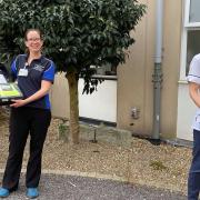 Hayley Green, rehabilitation assistant practitioner (pulmonary rehabilitation), and Helen Stewart with the two new AEDs.
