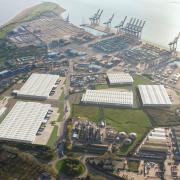 A CGI showing how the new Port of Felixstowe Logistics Park could look in the heart of the port complex