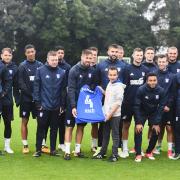 Ipswich Town are announcing a partnership with the East Anglian Childrens' Hospice. The players celebrate the partnership. Picture: GREGG BROWN