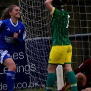Sophie Welton celebrtaes her goal in the 5-1 drubbing of Norwich. Picture: ROSS HALLS/IPSWICH TOWN TALK
