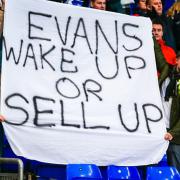 Ipswich Town fans hold up a banner criticising owner Marcus Evans earlier this season. They are  unhappy about a 1.5% increase in adult season ticket prices for 2017/18. 
Picture: Steve Waller.