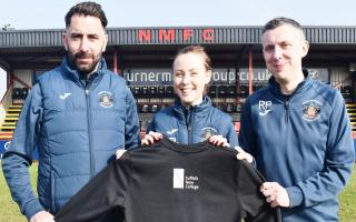 Needham Market celebrating their three year partnership with Suffolk New College which has seen a record number of youngsters go on to play for the first teams.